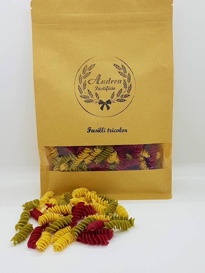 Tricolor Fusilli for engroshandel hos Andrea Pastificio