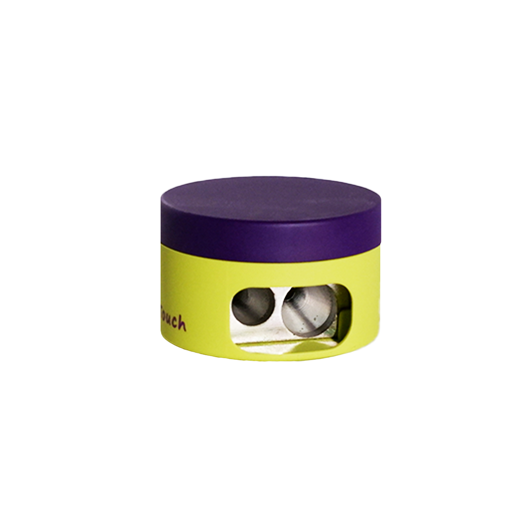 Papier Plume - Wholesale Pencil Sharpener - "Touch" a purple & lime sharpener with a medium waste cont.4
