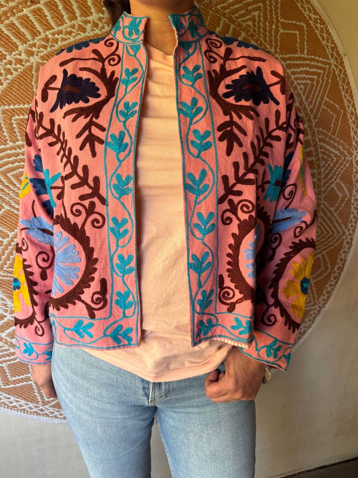 ToutVintage - Vente Veste – femme - Veste brodée TNT Vieux rose