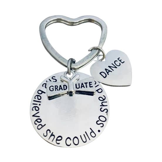 Graduation Keychain - She Believed She Could - Pick Sport for wholesale by Sportybella