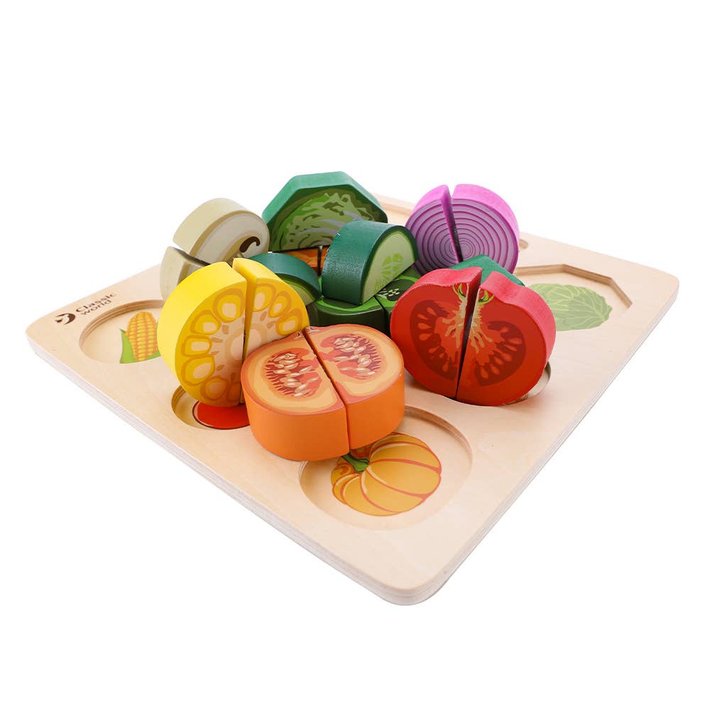 Hippychick – wholesale Wood toy – Child – Classic World Cutting Veg Puzzle Wooden FSC Pretend Play Toy5