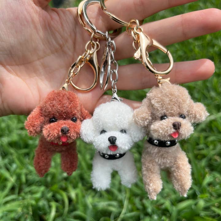 Handmade Mini Poodle Keychain – Cute Dog Bag Charm for wholesale by JOYFULJOTS