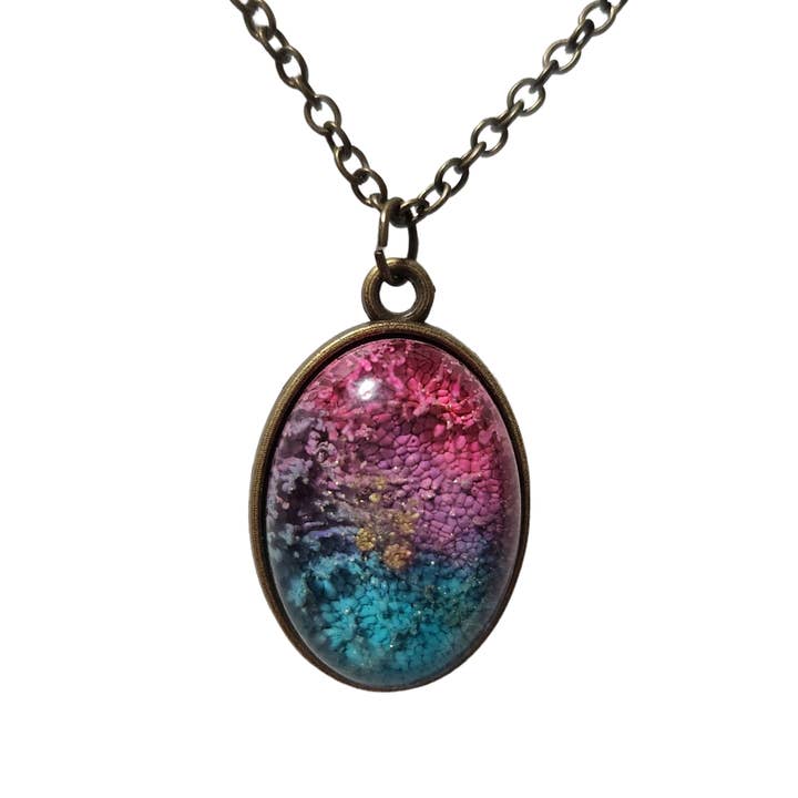 Collana ovale in resina bombata per la vendita all'ingrosso da parte di Blue Bourbon Designs