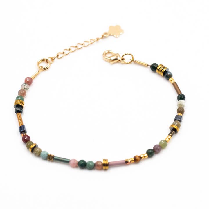 Tourmaline bracelet, natural stones and glass beads/delicate, minimalist jewelry/French craftsmanship for wholesale by Atelier Vivienne