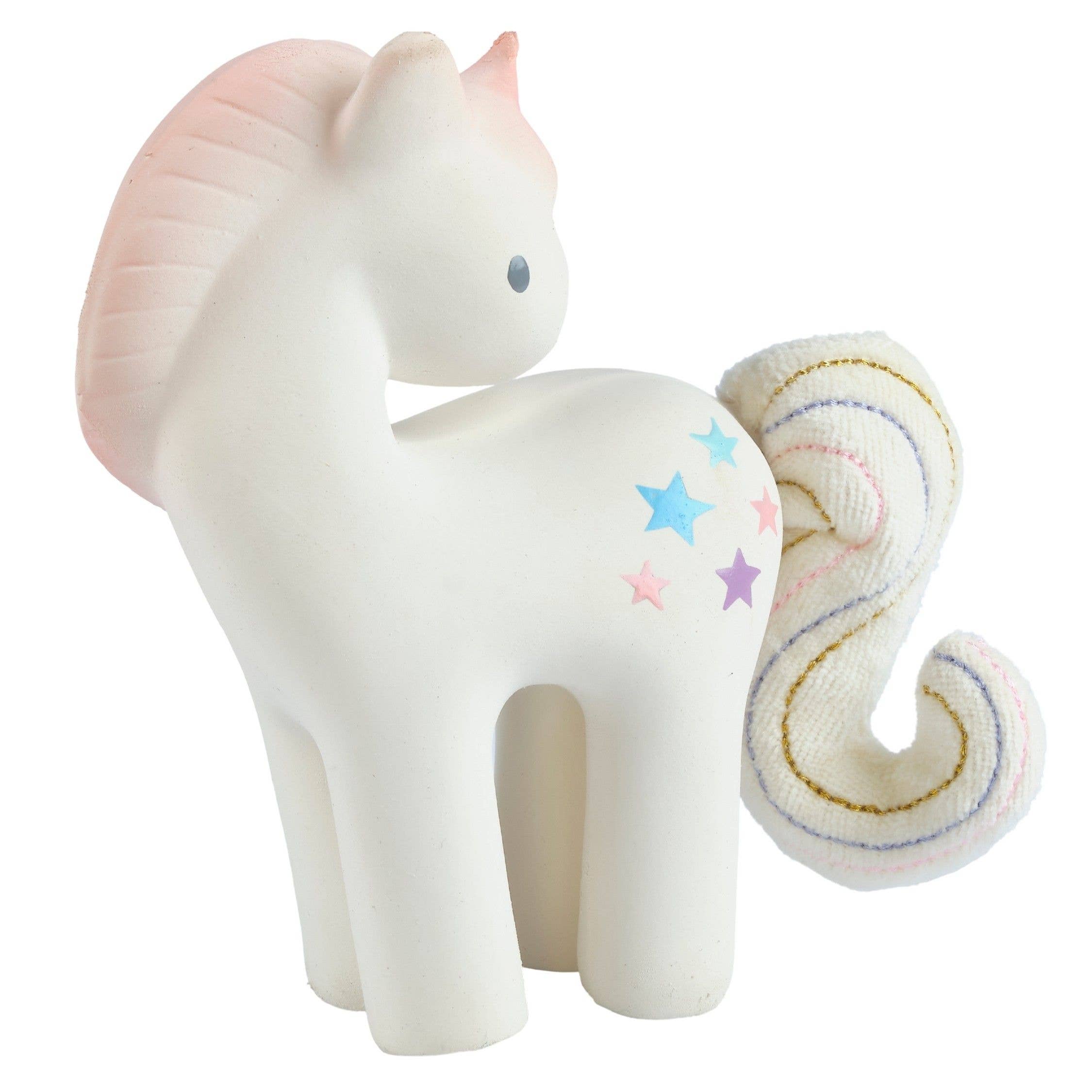 Tikiri Toys LLC - Wholesale Handheld Rattle - Baby - Cotton Candy Unicorn Natural Rubber Rattle w/Crinkle Tail3