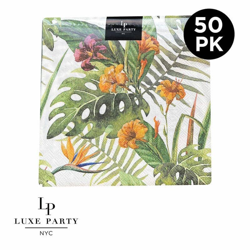 Luxe Party - Wholesale Disposable Napkin - Yellow Palm Paper Cocktail Napkins | 50 Napkins0