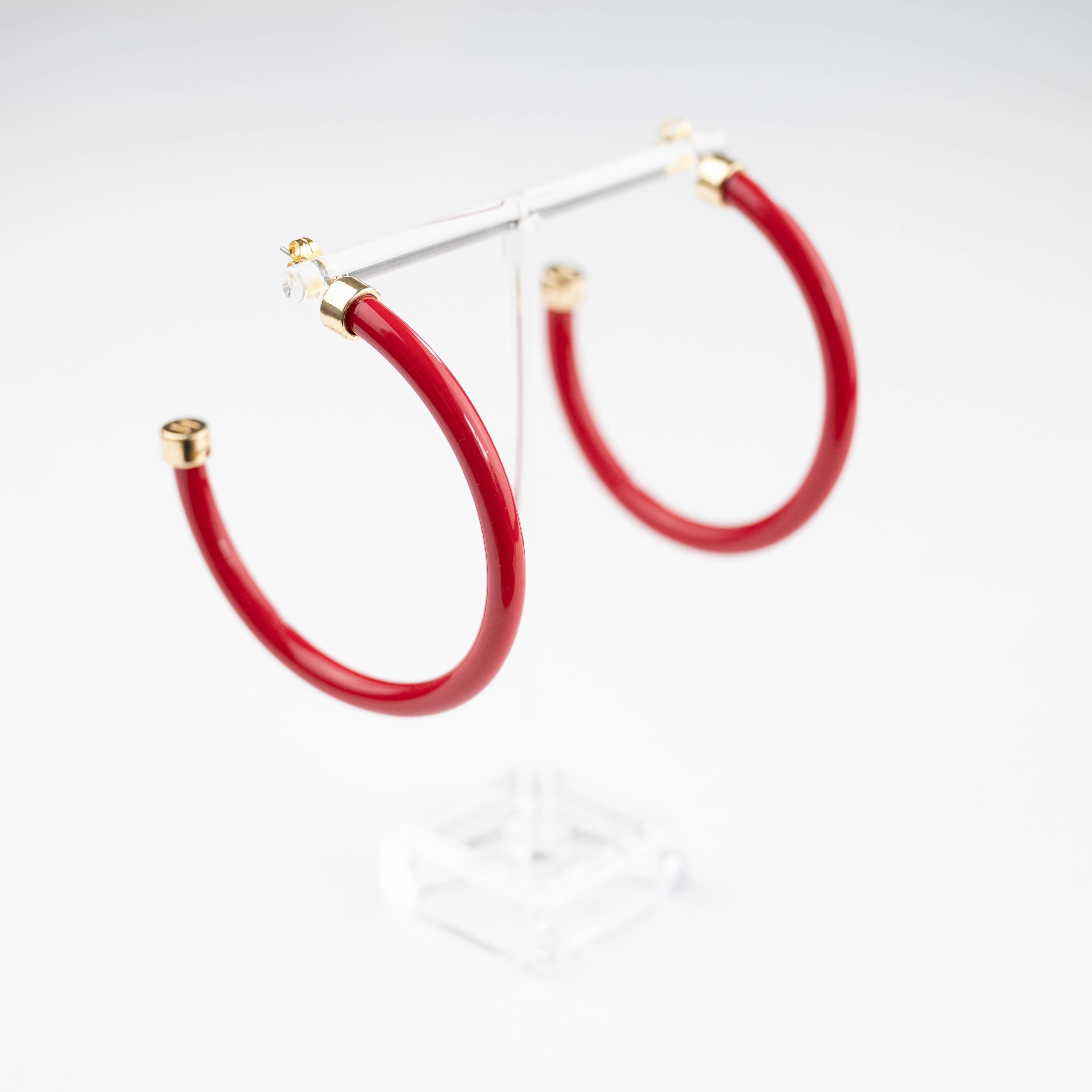 Hoo Hoops – wholesale Hoop earrings – Lightweight Large Hoop Earrings - Red 1