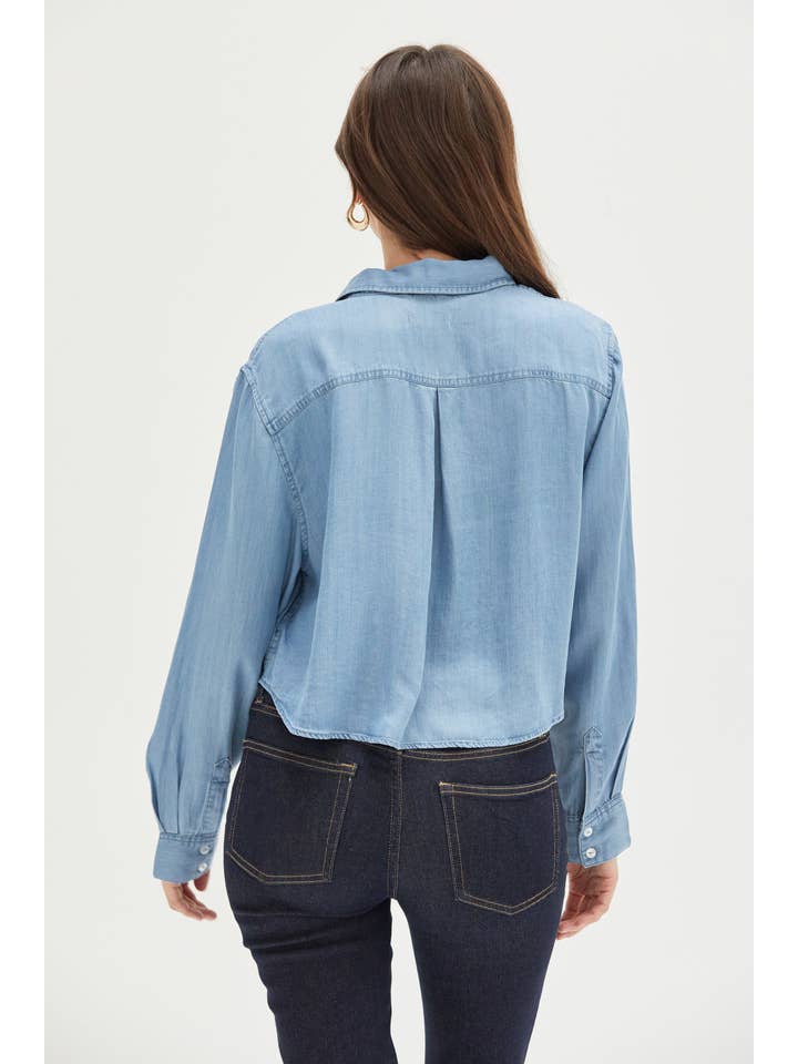 Ellison Button-Up Denim Shirt Medium Blue for wholesale on Faire5