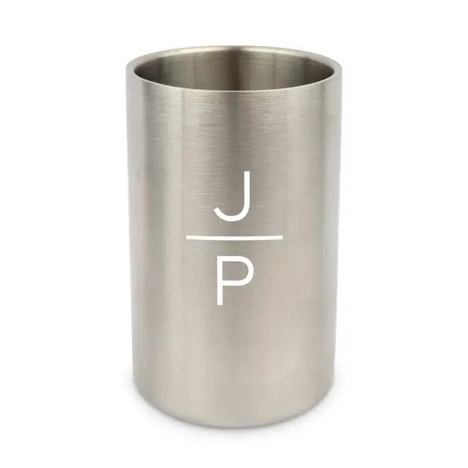 Weddingstar Inc. - Wholesale Wine Bucket - Insulated Wine Bottle Cooler - Stacked Monogram1