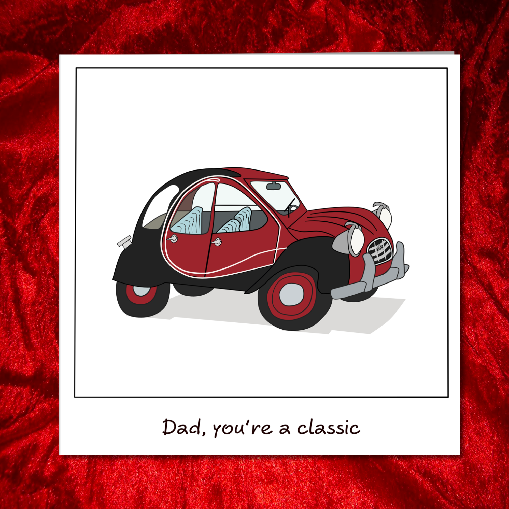 Swizzoo Cards – Großhandel Vatertagskarten – Geburtstags-/Vatertagskarte Dad You're a Classic — Oldtimer 2CV Car — lustiger, humorvoller, amüsanter Cartoon — für den besten Vater — Humor3