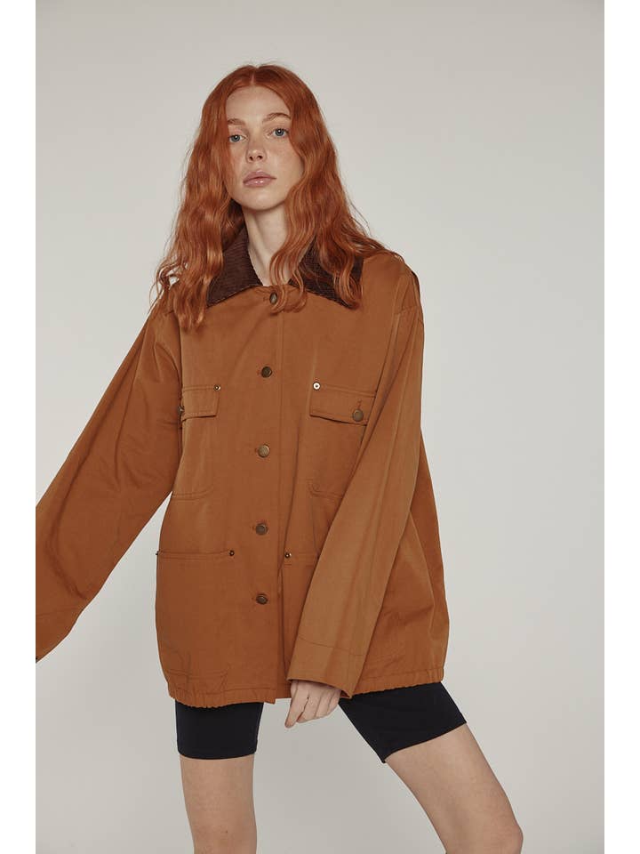 Brown Cotton worker jacket for wholesale on Faire5