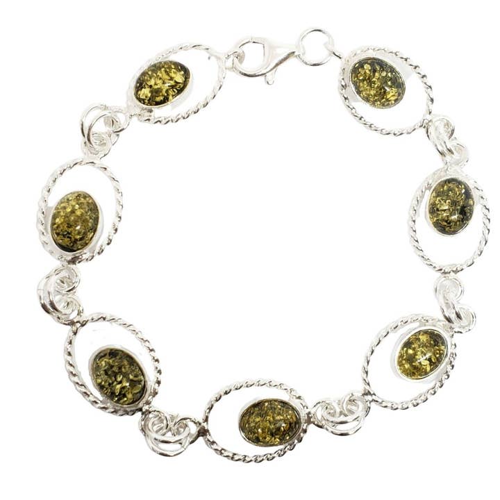 Grön Amber Sterling Silver armband för wholesale av Amberman