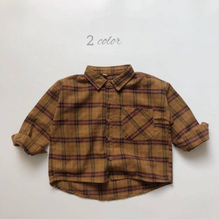 MyKids-USA® - Wholesale Button Down Shirt - Kids - Baby Plaid Pattern Vintage Style Lapel Design Shirt