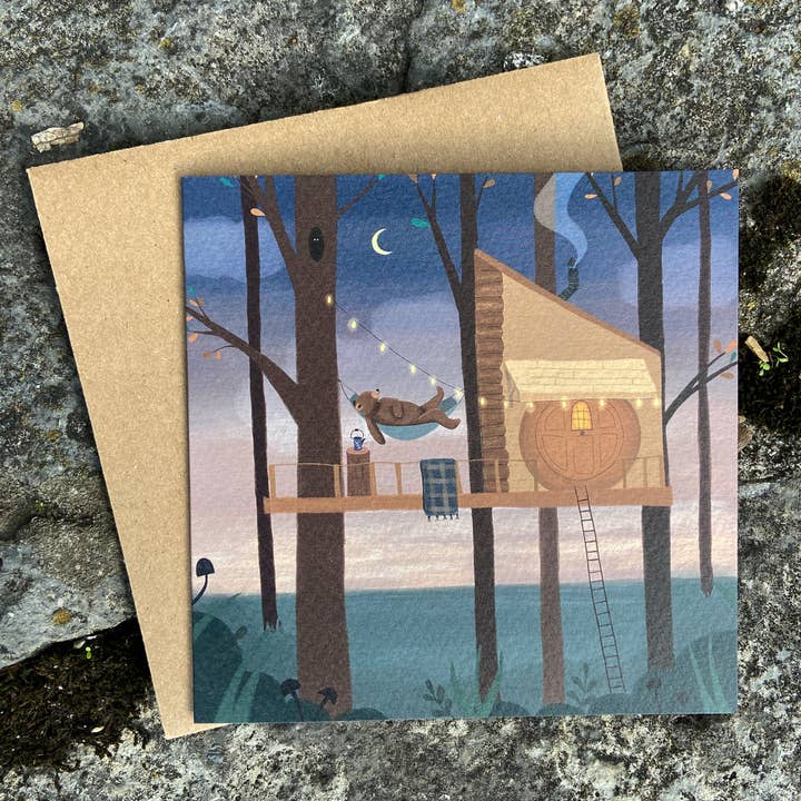 Woken - Wholesale Everyday Greeting Card - Bear Treehouse Greeting Card1