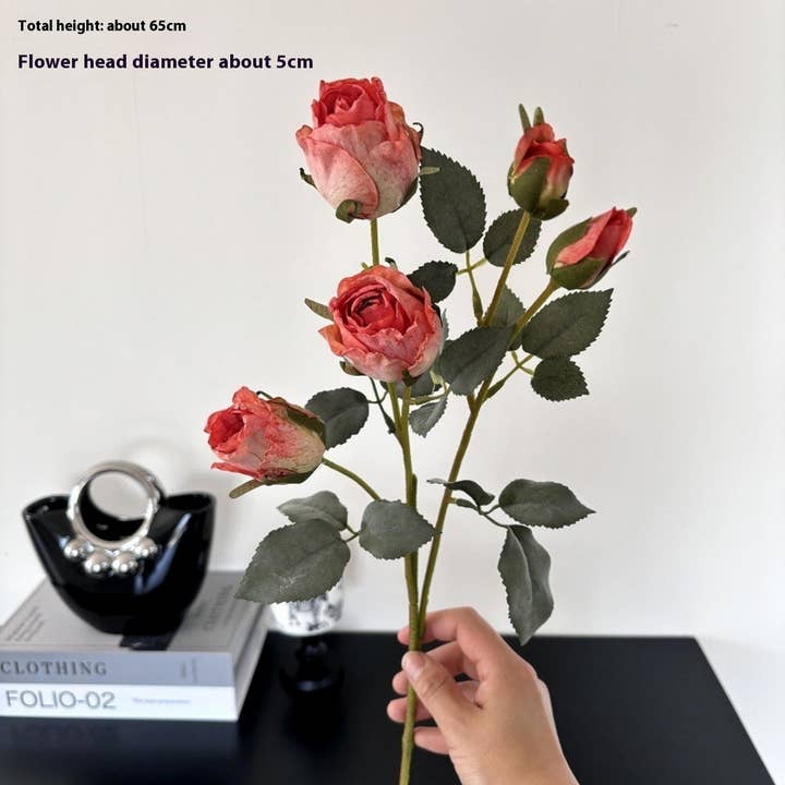 ACCITY - Wholesale Artificial Flowers - Burnt Edge Lola Rose Artificial Flower Prop_CWMM65698