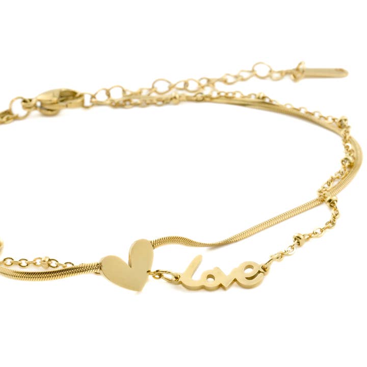 Blueyejewelry - Wholesale Anklet - Gold Heart Anklet - Snake Chain Heart & Love Ankle Bracelet5