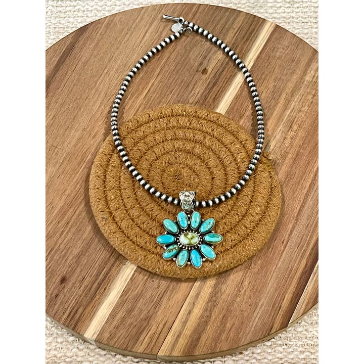 Nizhonitradersllc - Wholesale Individual Charm/Pendant - Handcrafted Sterling Silver, Turquoise & Palomino Cluster Pendant1