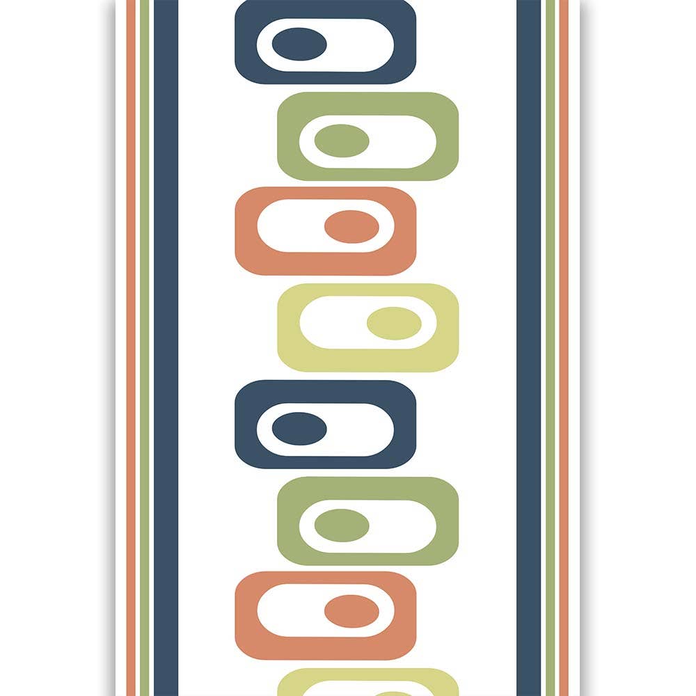 Mod Lounge Paper Company - Wholesale Tea Towel - Circle in Squares Mid Century Modern Tea Towel with trim5