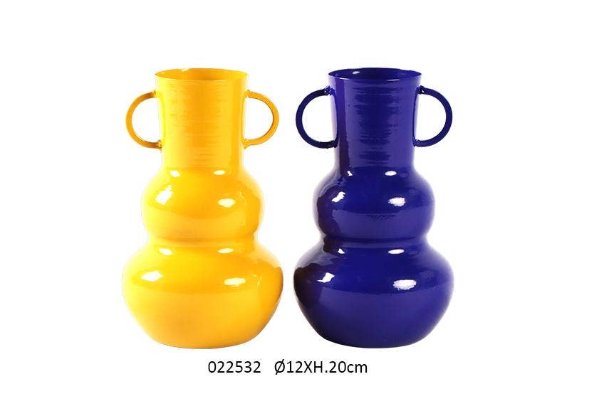 Faye - Wholesale Vase - Mustard / Klein Blue Vase Ø12 X H. 20 cm / Set of 2