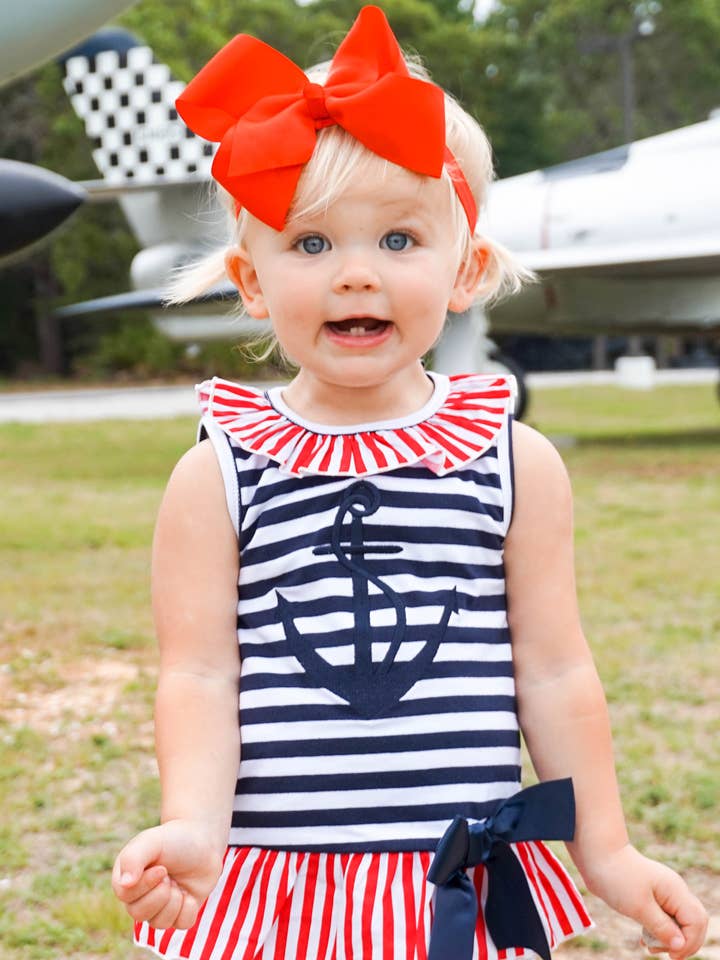 AnnLoren - Wholesale Top & Leggings Set - Kids - Girls Sailor Outfit Nautical Kids Clothing 4th Of July Set1