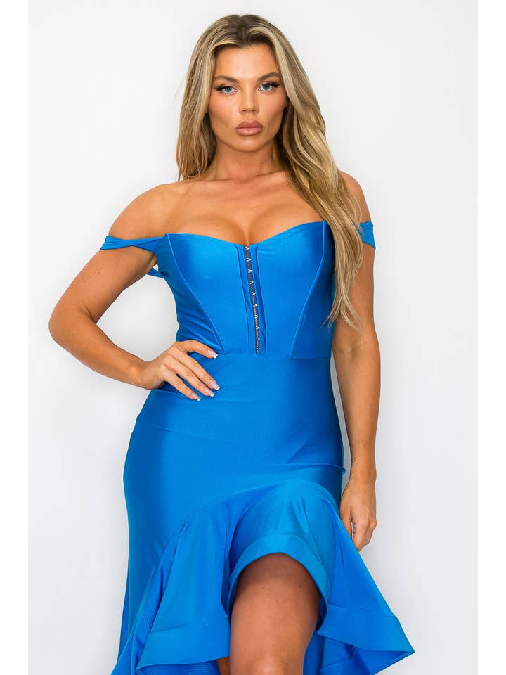 Kimcine - Wholesale Dress - Women's - KD20110Power Satin Corset Tube Top Ruffled Skirt Dress(SALE19