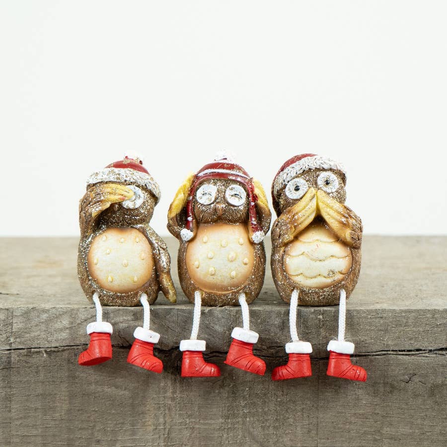 Gainsborough Giftware x Portland Living - Wholesale Christmas Decoration - Natural Nordic Owl Sitters