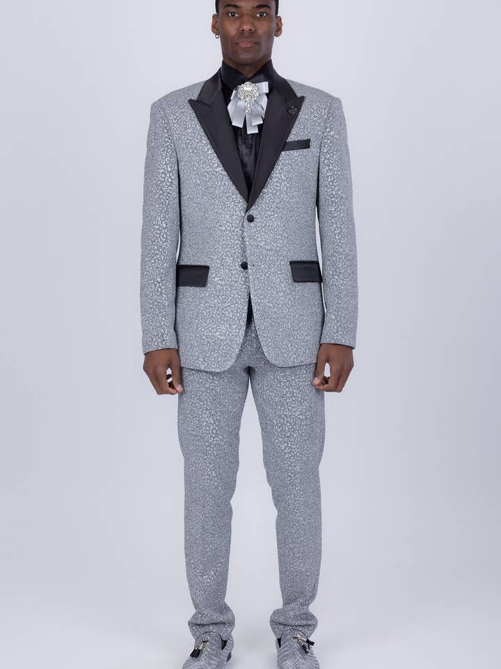 Mens Cheetah Geometrisk Mønster Spids Revers Jakkesæt 5SU33 for engroshandel hos BARABAS