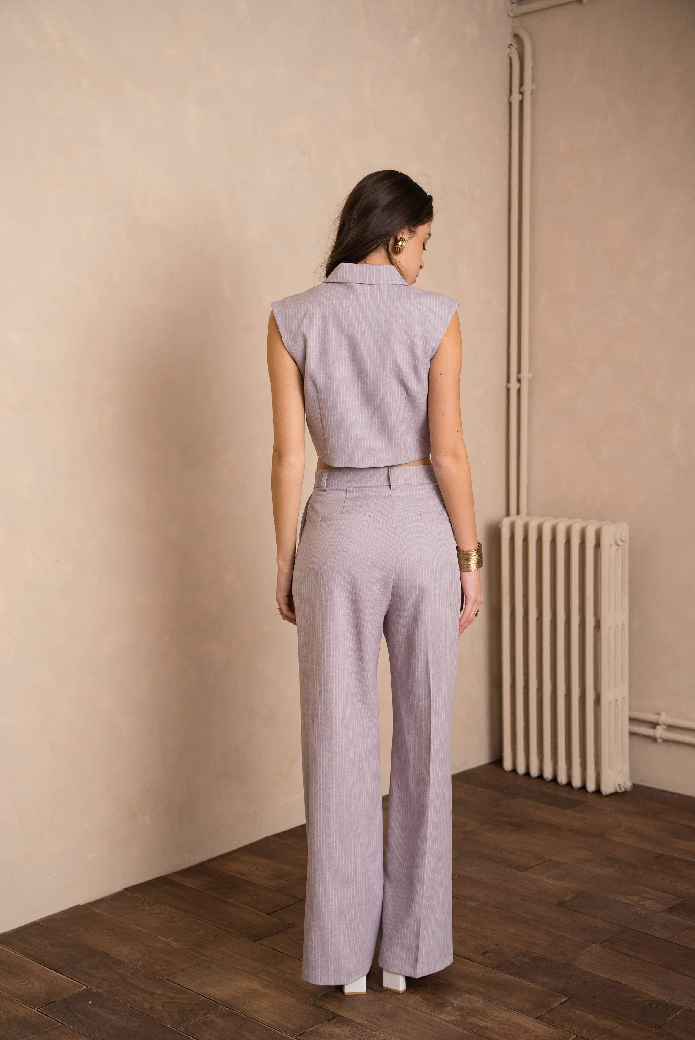 LULUMARY - Wholesale Blazer - Women's - Sleeveless striped blazer V33111