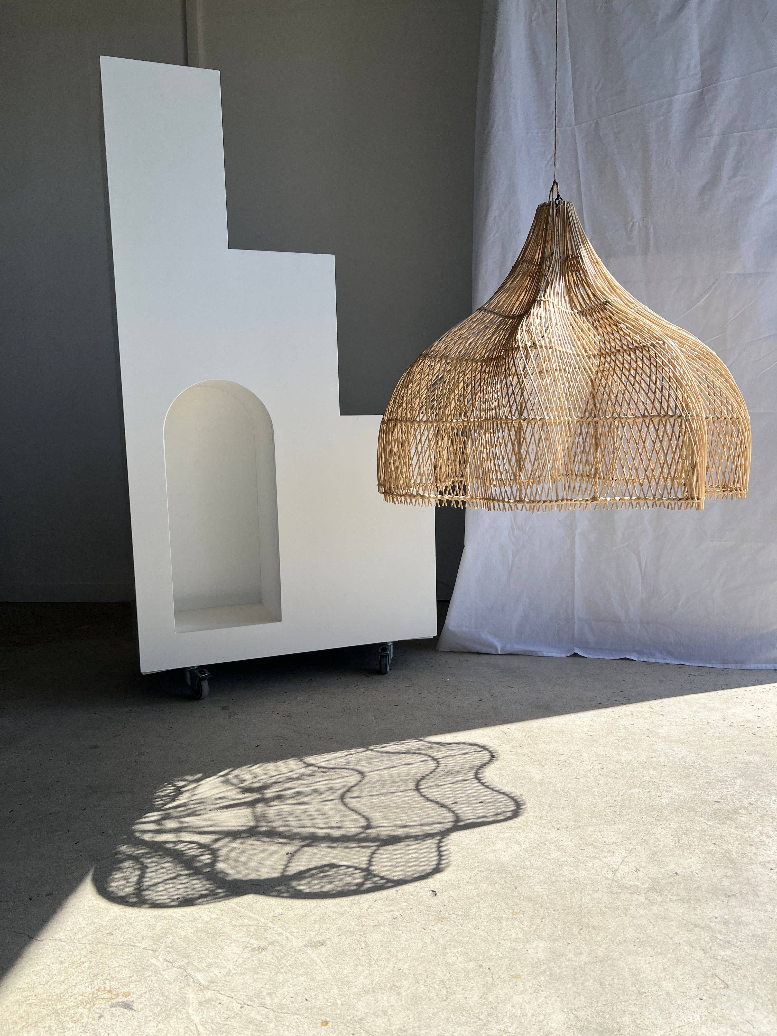 Office Objets - Wholesale Chandelier/Hanging Light - Pendant light, flower-shaped rattan fixture, tulip, corolla H:80cm D80cm8