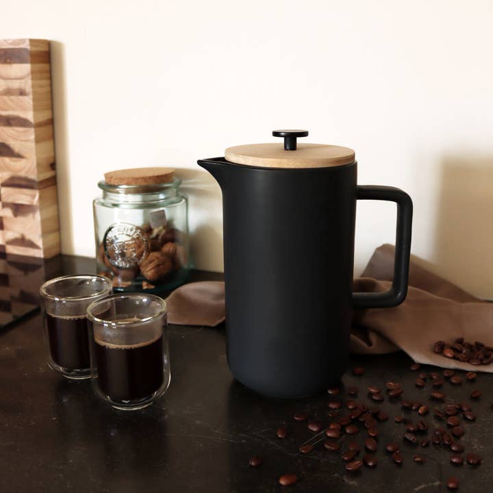 Ogo living - Wholesale French Press - Keygo 1.3l black matt porcelain French press2