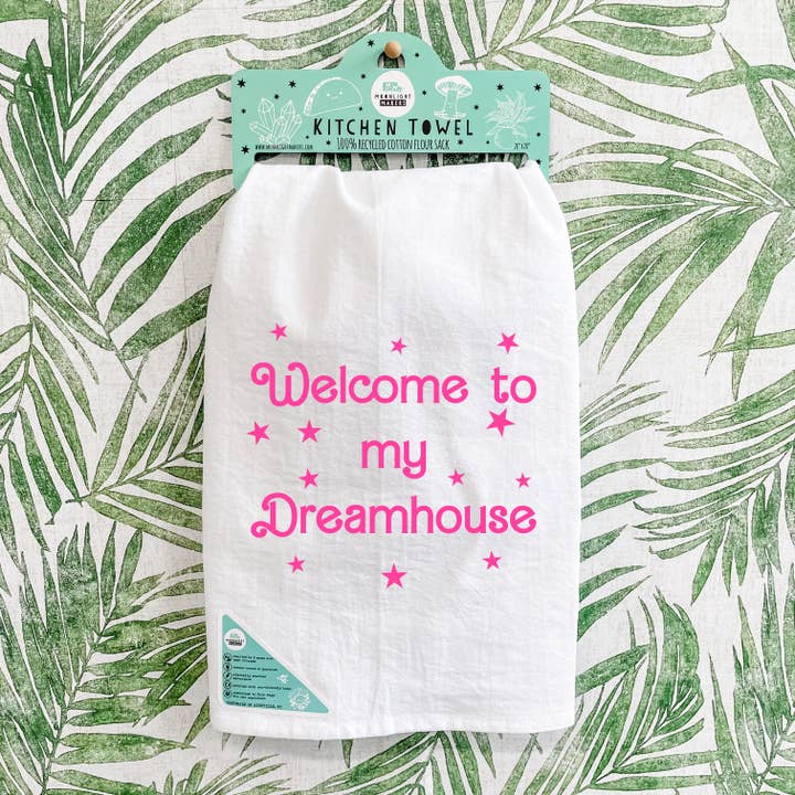 Moonlight Makers - Vendita all'ingrosso Strofinacci - Welcome To My Dreamhouse - Strofinacci da cucina bianchi, inchiostro rosa