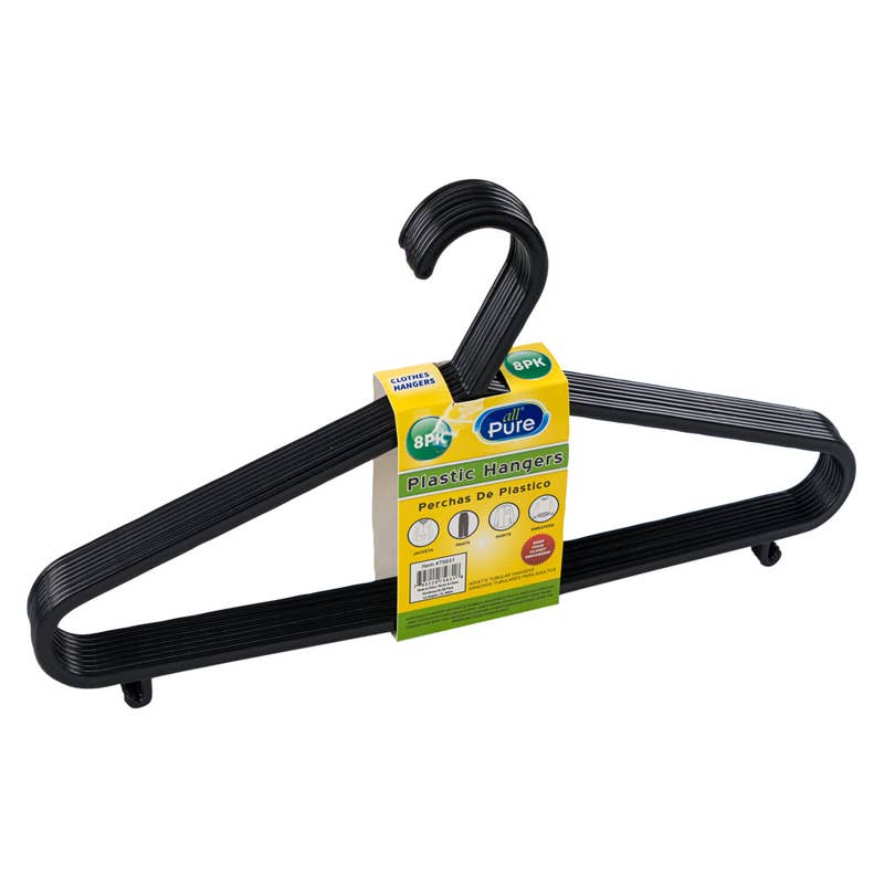 Deluxe Import Trading – wholesale Galgar – Plastgalgar - 8-pack - För alla plagg - Svart0