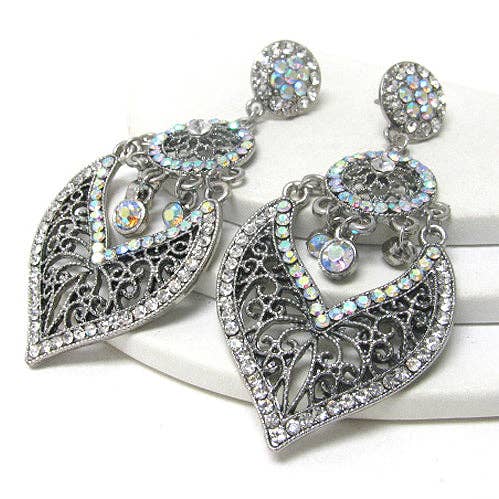 Silver Insanity – wholesale Dangle earrings – Large Antique Style Filigree Dangle Post Earrings0