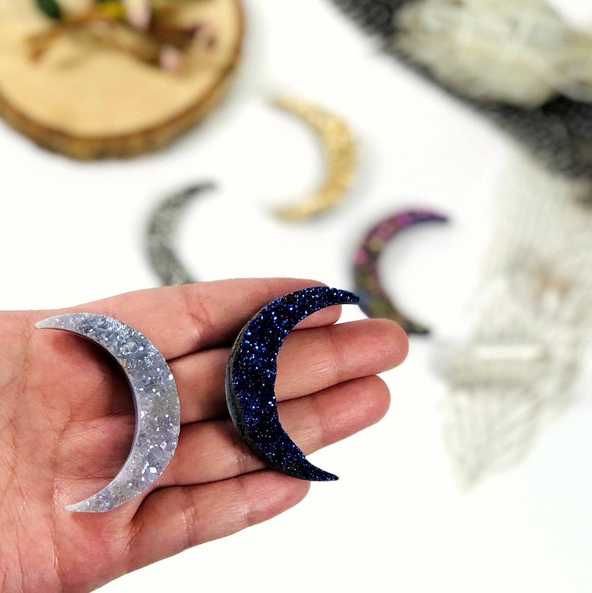 Rock Paradise - Wholesale Spiritual Stone/Crystal - Crystal Moon Titanium Druzy Moon Cabochon7