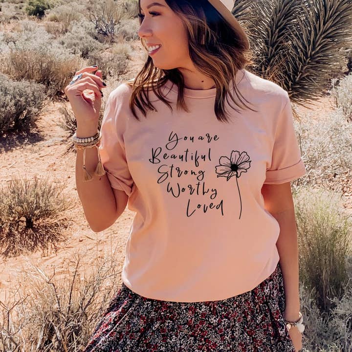You Are Beautiful Strong T-shirt | Graphic Gifts for wholesale by KM Clothing