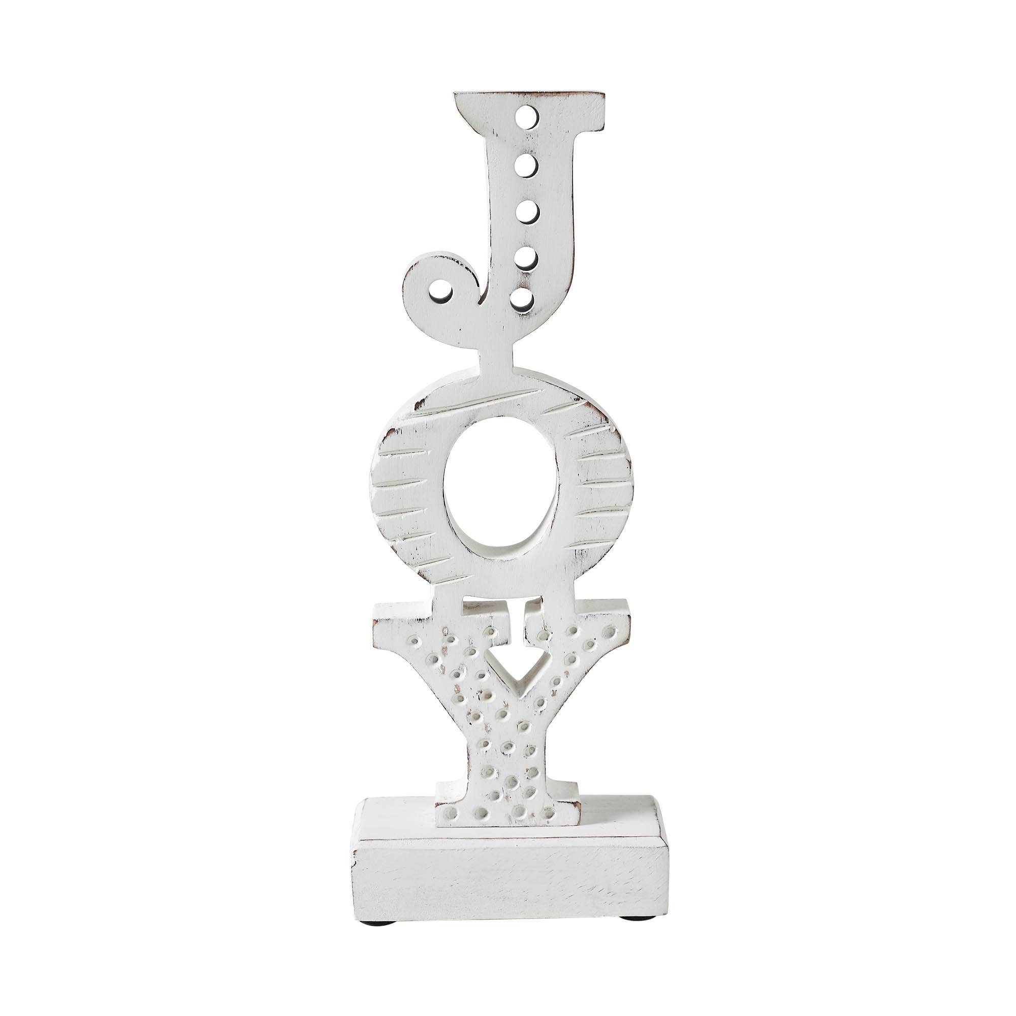 VHC Brands - Wholesale Decorative Tabletop Object - JOY Carved Letter Wooden Sign 10.25x4x21