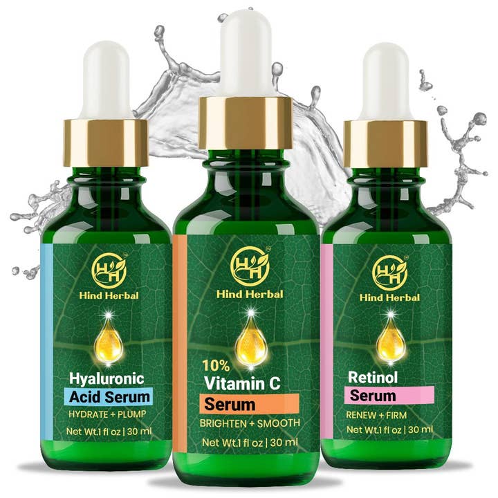 Hind Herbal – wholesale Facial serum/concentrate – Hind Herbal VitaminC Hyaluronic Acid Retinol Serum Set of 3