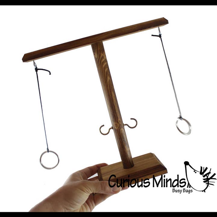 Curious Minds Toys - Wholesale Wood Toy - Kids - Wood Tiki Toss Ring Hook Game - Swing Ring on String to Lan2
