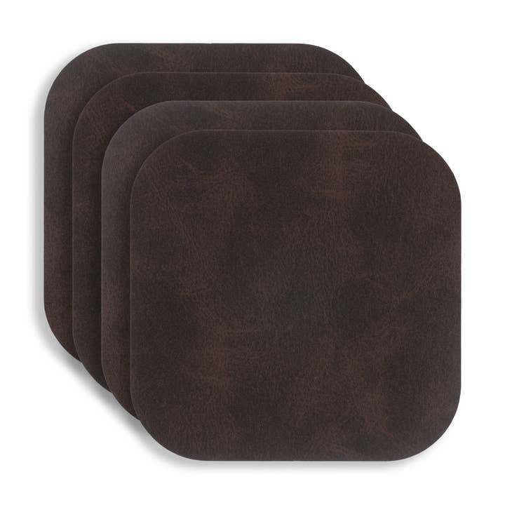 KAF Home - Wholesale Coasters - KAF Home Santiago Set Of 4 Faux Leather Coasters4