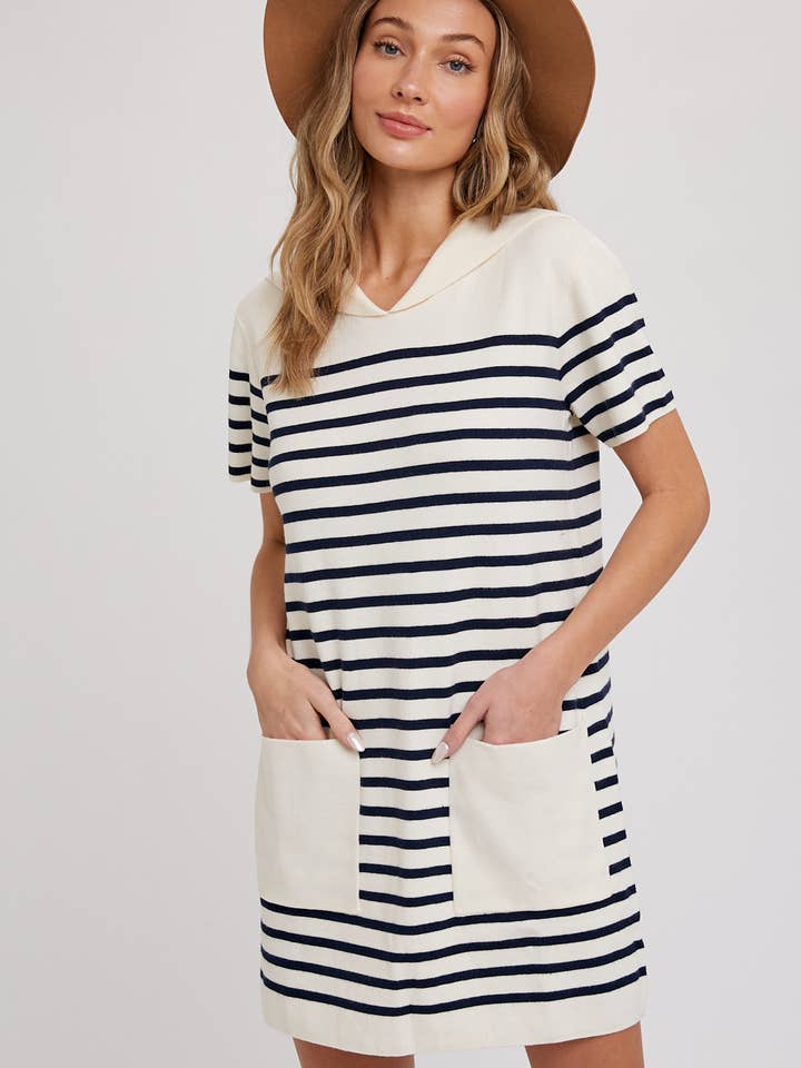 SAILOR COLLAR STRIPE DRESS for wholesale by Bluivy