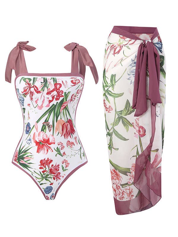 B2502QJY33359 - Bañador de una pieza con tirantes anudados y a juego para venta al por mayor de ESLEY