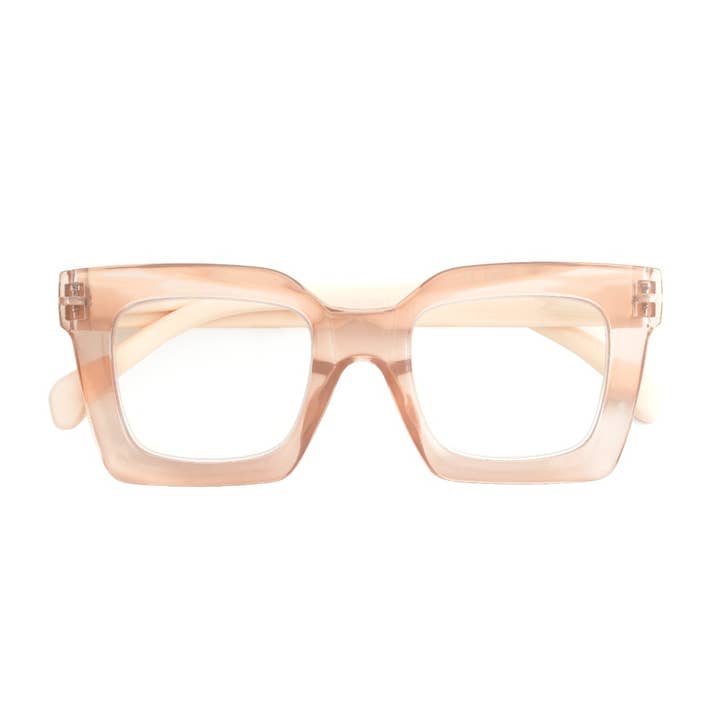 Ryan Simkhai Eyeshop - Wholesale Eyeglasses - Unisex - FIONA | Transparent Nude| Peach Temples | Blue Light