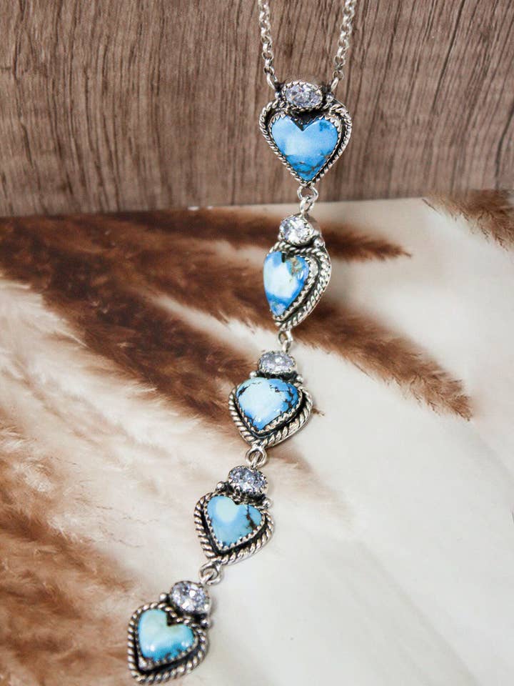 White CZ & Stone Heart Drop Necklace for wholesale by Krush Kandy