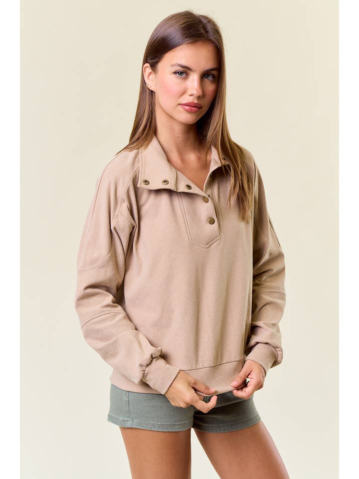 Doe and Rae - Wholesale Sweatshirt - Women's - Buttery Soft Brushed Knit Mock Neck Sweatshirt - 44637T