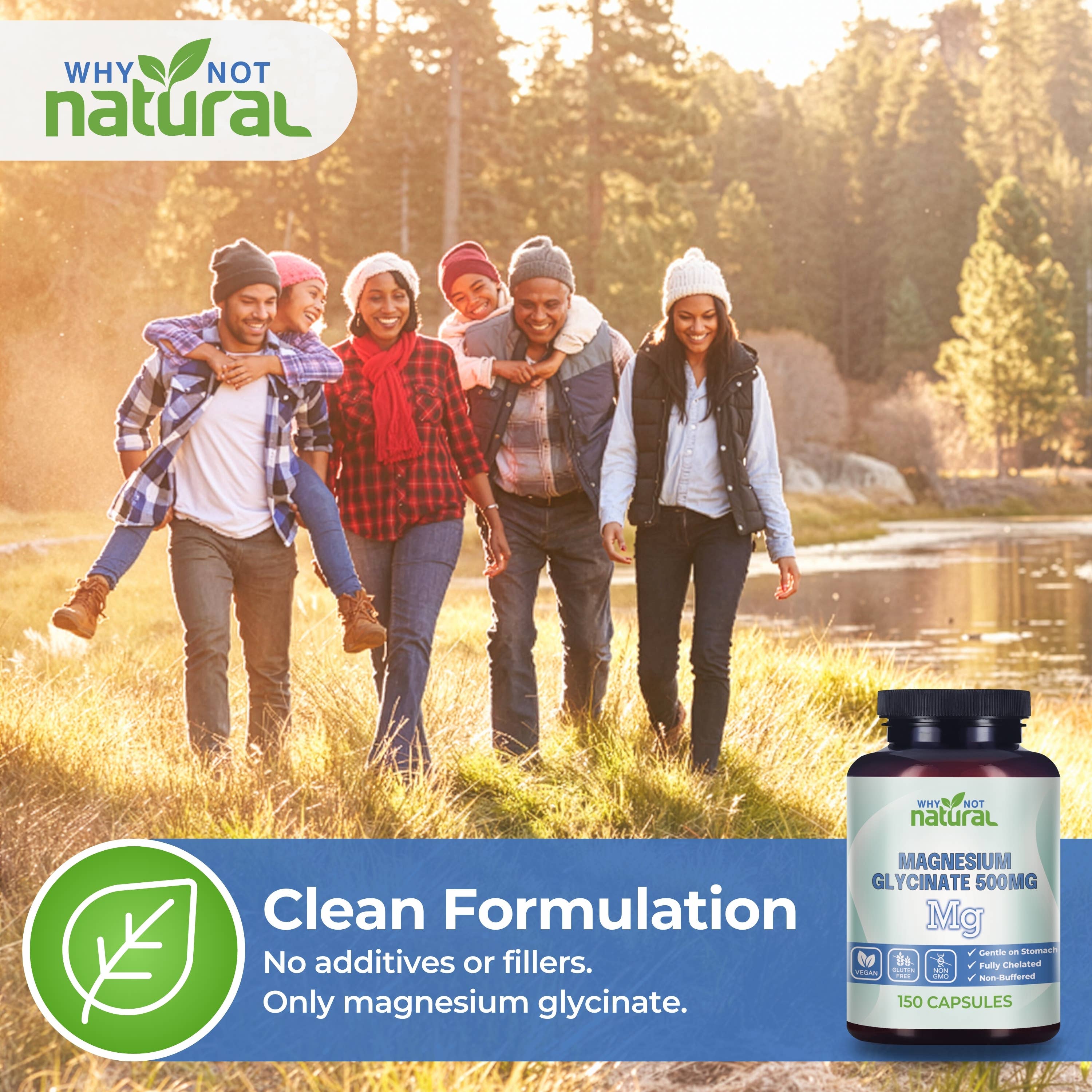WhyNotNatural - Wholesale Oral Supplement/Vitamin - Magnesium Glycinate 500 mg Capsules Supplement - Vegan, 100%5
