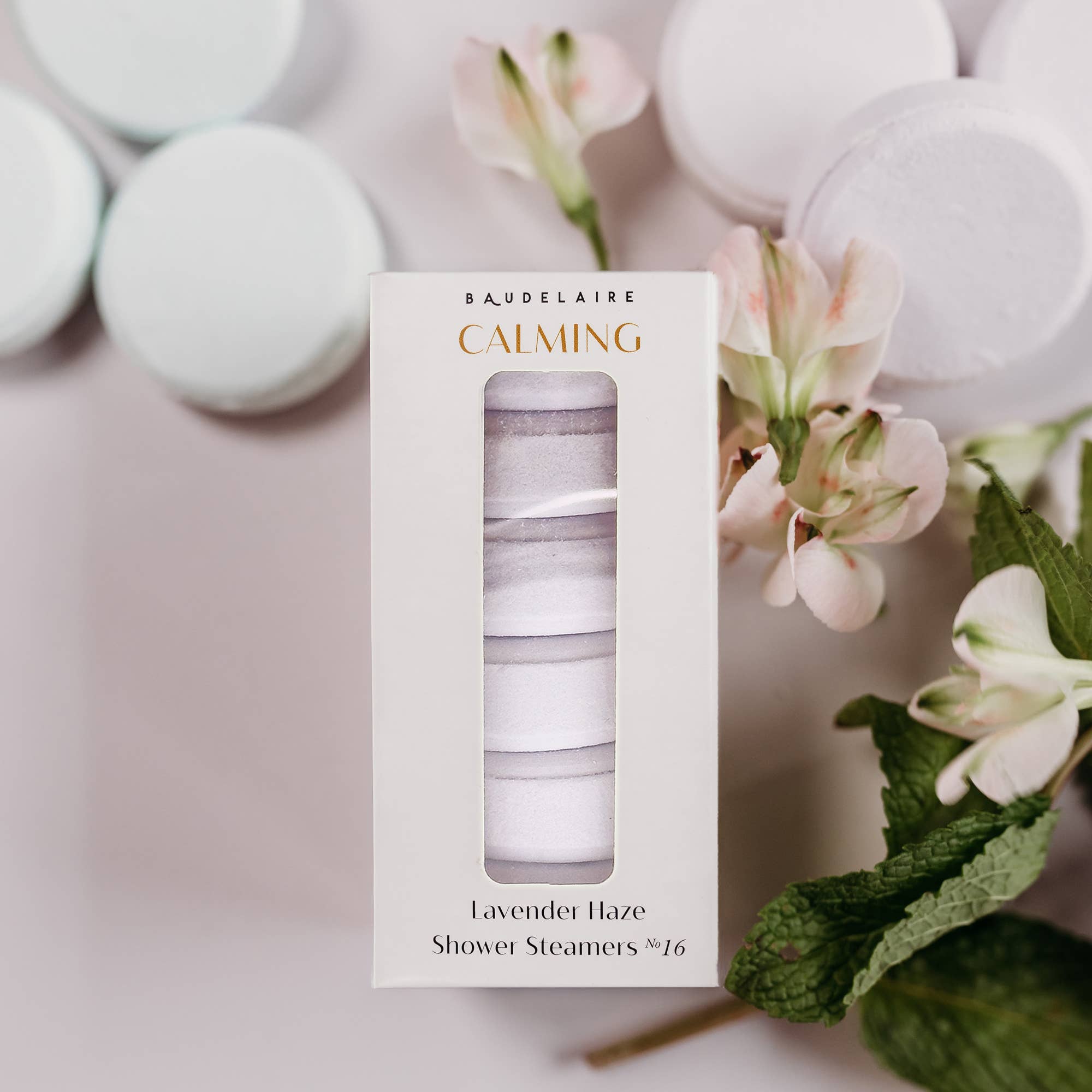 Baudelaire - Wholesale Shower Steamer/Bomb - CALM – Lavender Haze Shower Steamers 7oz3