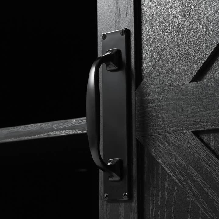 Orange County Decor - Wholesale Kitchen Storage/Organizer - K&K 53.7" Farmhouse Kitchen Island With Power Outlet, 2 Sliding Barn Door Kitchen Storage Island With Drop Leaf, Spice Rack Rolling Kitchen Cart On Wheels, For Home, Kitchen And Dining Room, Black39