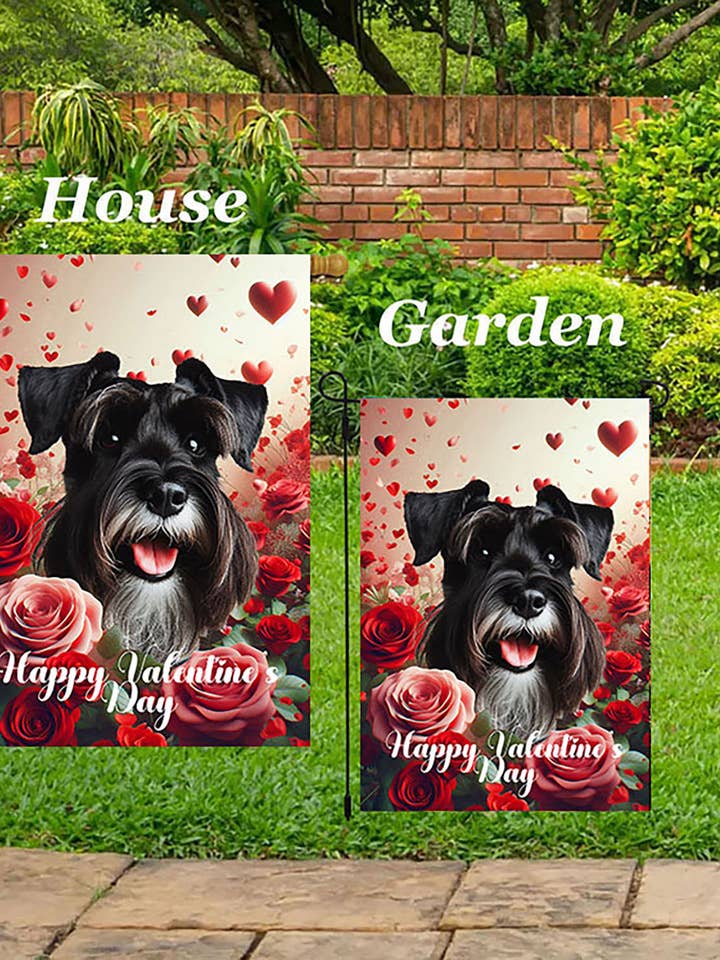 Schnauzer Noir Non Coupé - Drapeau de Maison de la Saint-Valentin pour la vente par Best of Breed Products