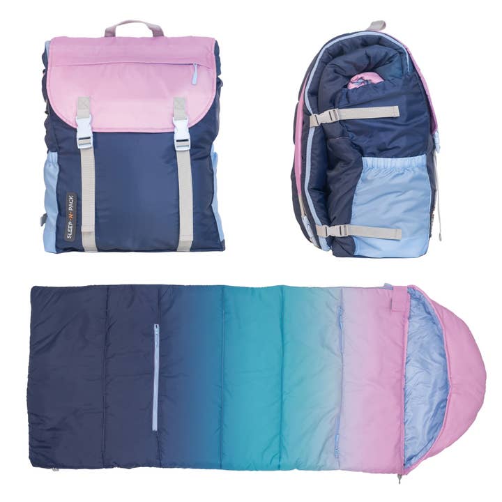 Sleep-N-Pack™ – Big Kid Size | Color Block Camp Collection: Blue Ombre for wholesale by Mimish