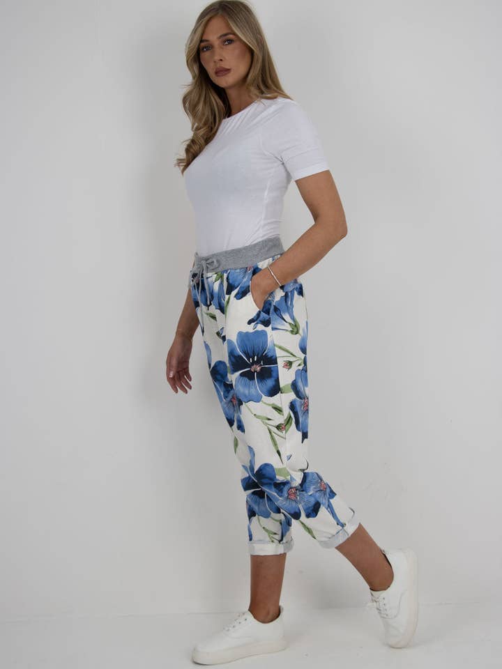 Miss Bold - Wholesale Pants – Women's - Italian Floral Printed Cotton Ladies Trouser21